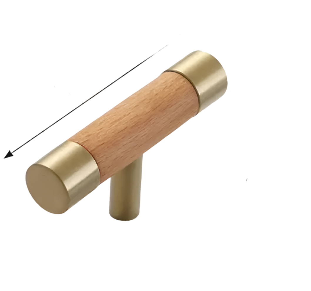 Træ t-greb med messing detaljer