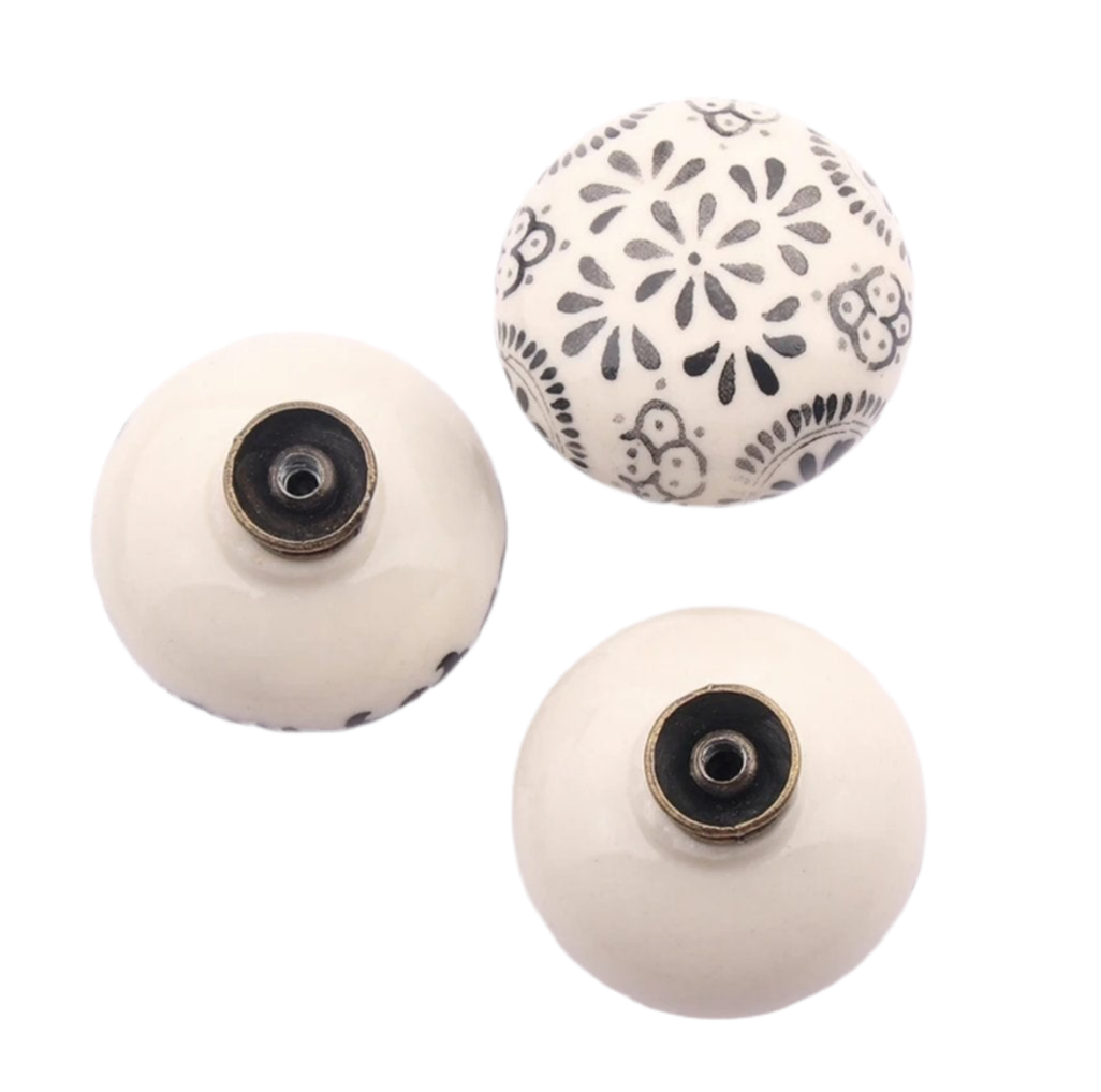 Håndmalet keramik møbelknop (Ø: 39 mm)