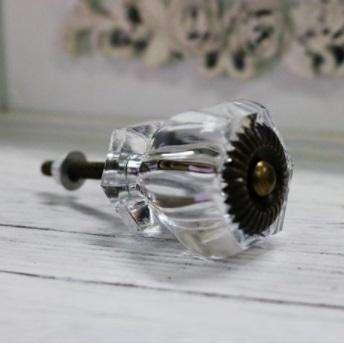 Antik look møbelknop i klar akryl