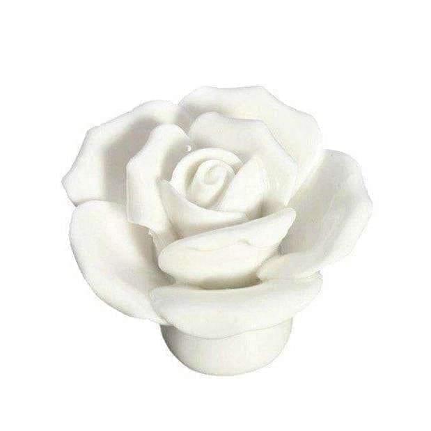 Rose, Hvid - porcelæns greb (40 mm) - Grebet